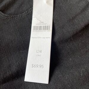 NWT Coldwater Creek natural fit black jeans. Size 14 Long.